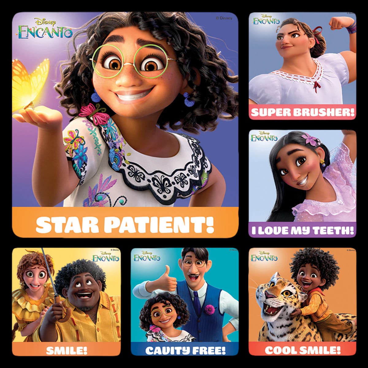 Sherman Specialty Encanto Patient Stickers, Assorted 2.5" x 2.5", 100/Roll, PS749