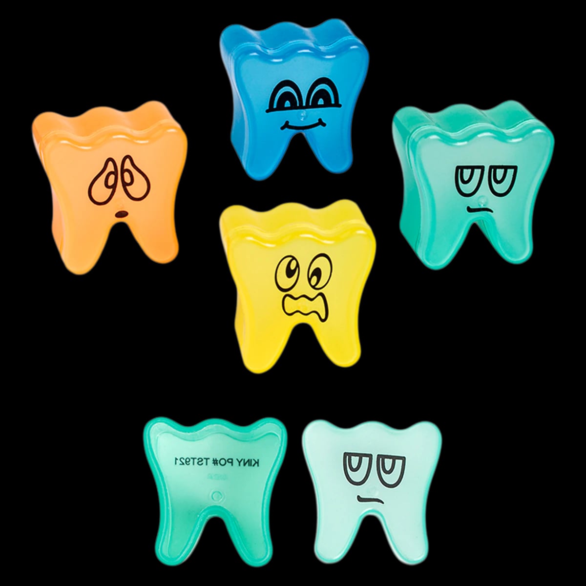 Funny Face Tooth Saver Assortment, Tooth-Shaped Plastic, Assorted Colors & Faces, 48/Pkg, S24101