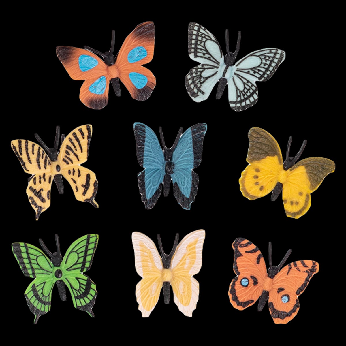 Sherman Specialty Butterfly Figures, Assorted Bright Colors, PVC Vinyl, 1.5", 36/Pack, S8649