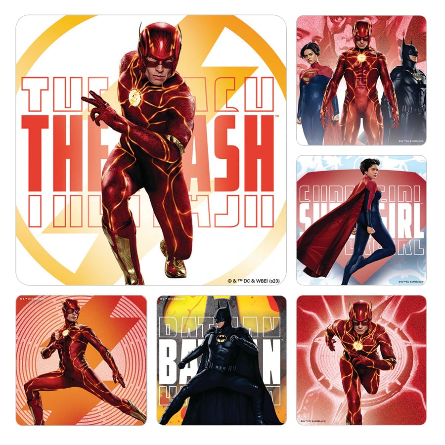 The Flash Assorted Stickers, 2.5" x 2.5", 6 Designs, 100/Roll, PS741