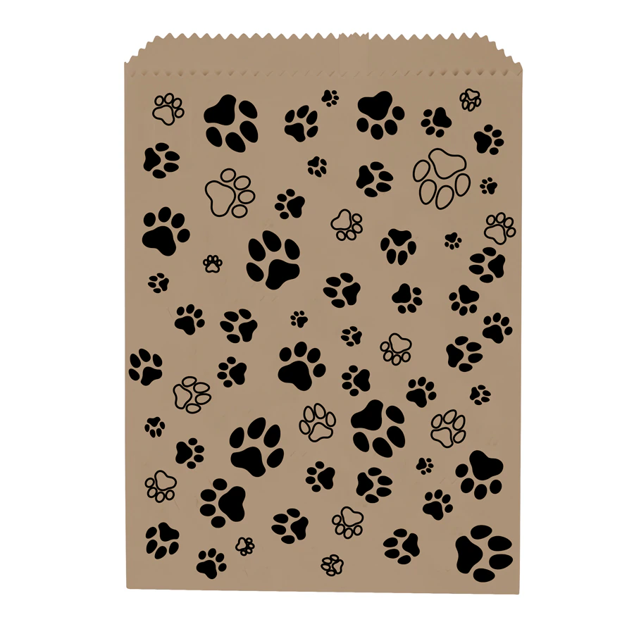 Sherman Specialty Paper Scatter Bags, Brown with Paw Print Design, 7.5" x 10", 100/Pkg, S8661