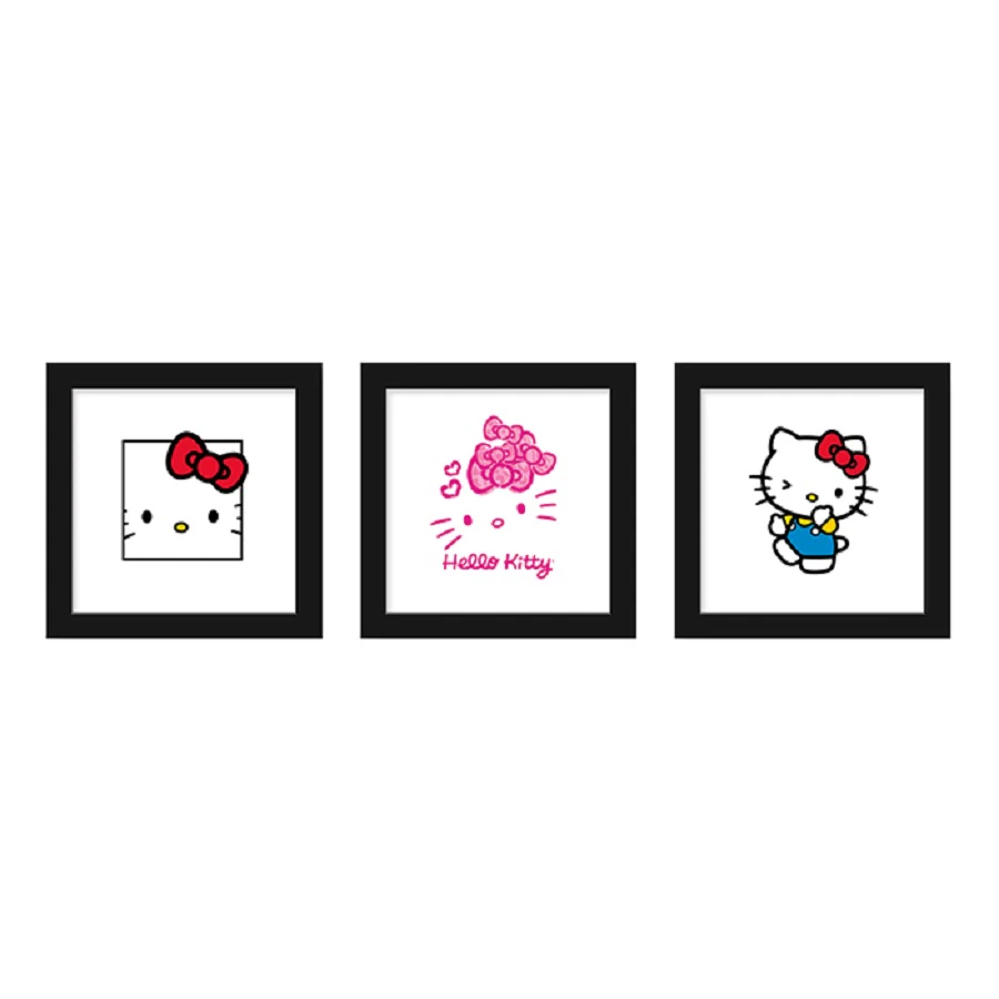 Hello Kitty White Wall Art Bundle, 3-Pack, 12" x 12" Each, JV582