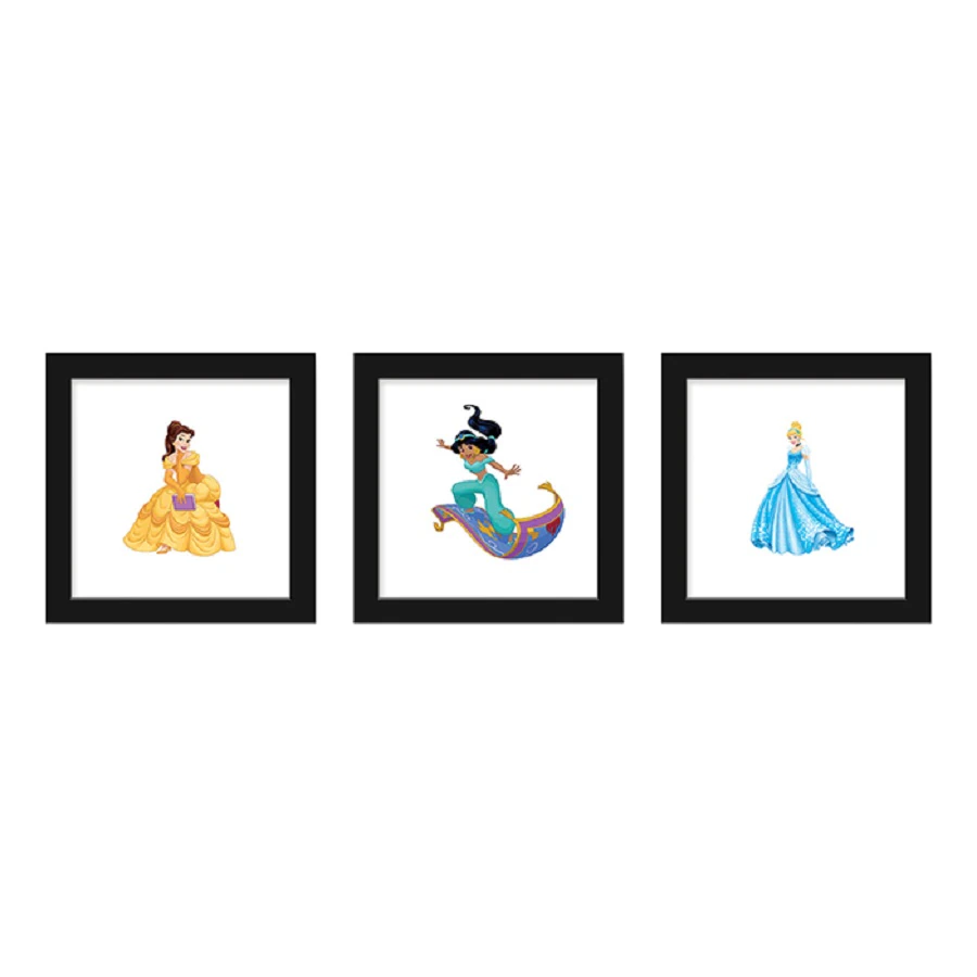 Disney Princess Wall Art (Belle, Jasmine & Cinderella), 3-Pack, 12" x 12" Each, JV586