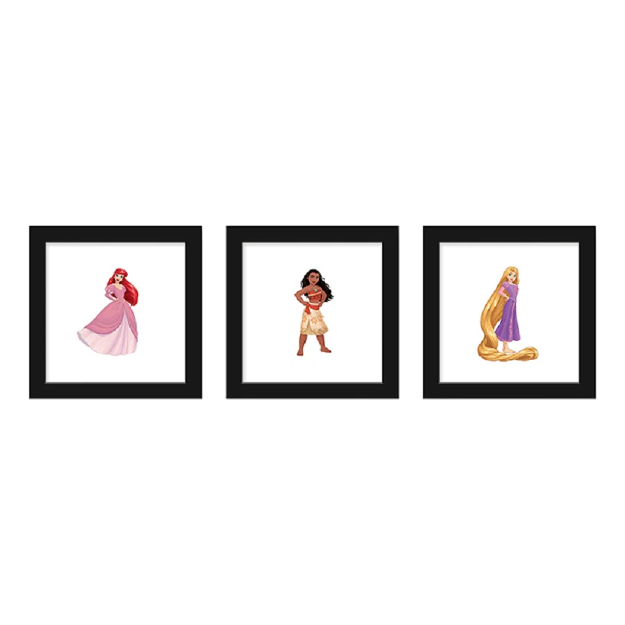 Disney Princess Wall Art (Ariel, Moana & Rapunzel), 3-Pack, 12" x 12" Each, JV587