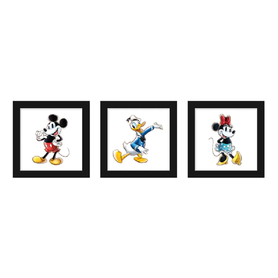 Disney 100th Anniversary Mickey & Friends Wall Art Bundle, 3-Pack, 12" x 12" Each, JV592