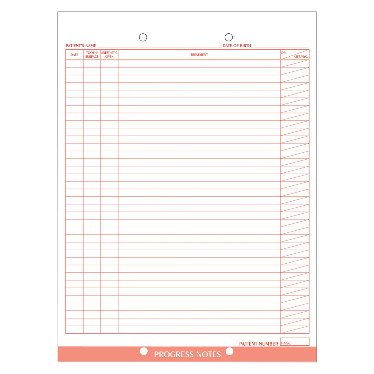 Wilmer Progress Note Charting Form, 8.5 in x 11 in, White with Pink Ink, 100/Pk