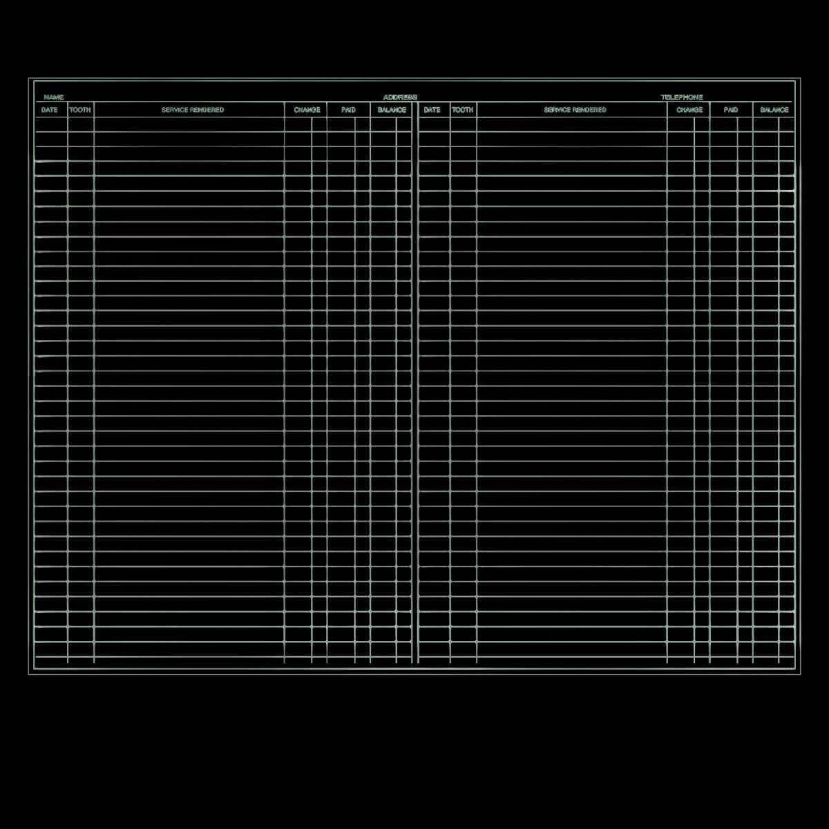 Wilmer Patient Service Record Form, Exam Record, 8.5 x 11 in, White, Green Ink, 80 Lb Offset, 100/Pk