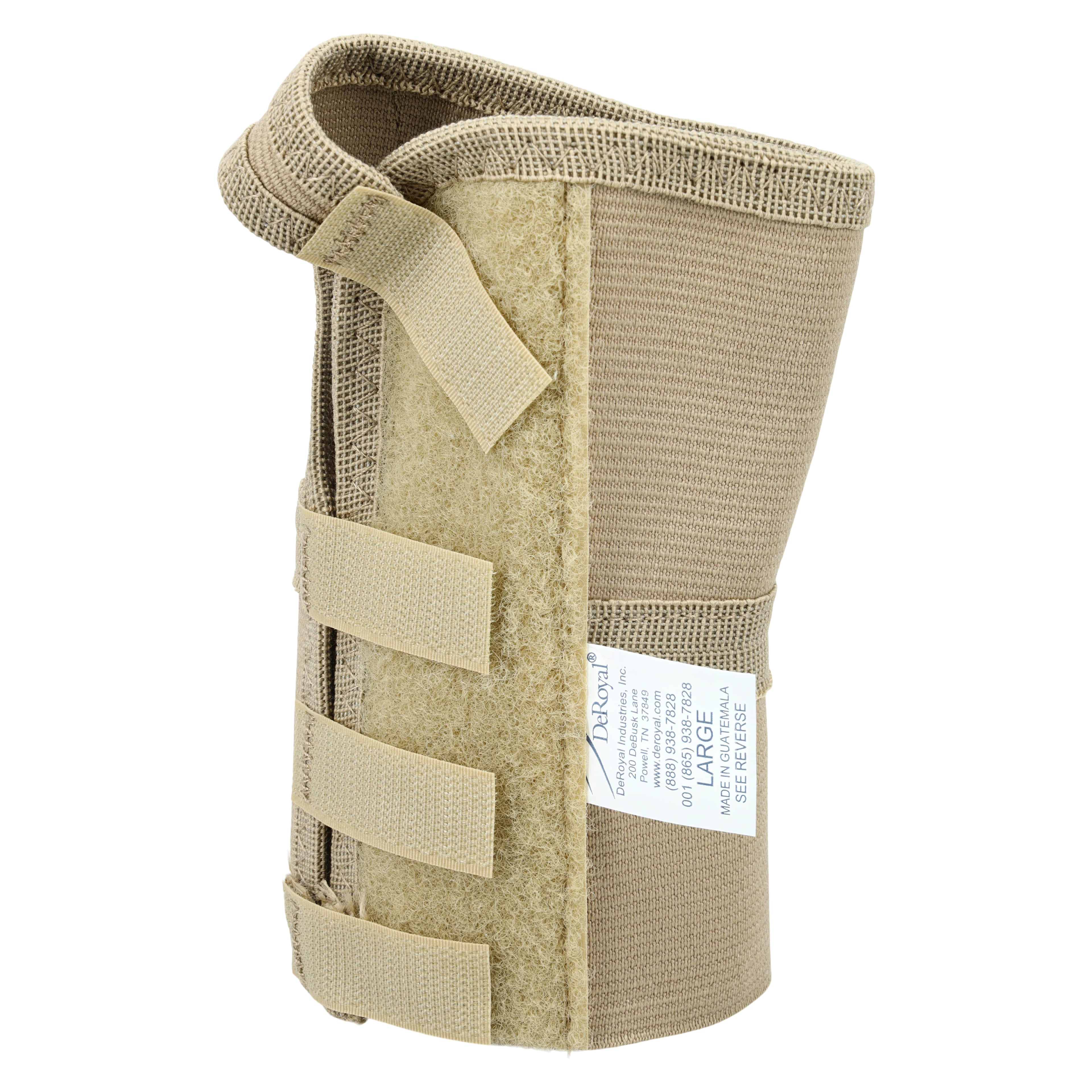 DeRoyal Wrist Splint, Cotton/Elastic, 6" Width, Large, Right Hand