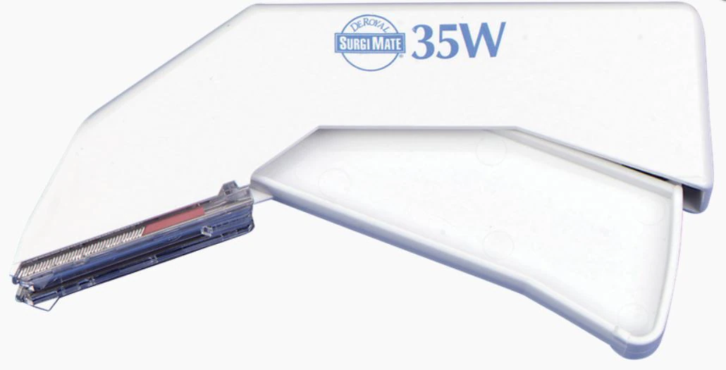 DeRoyal Premium Skin Stapler, Plastic, Trigger Pull, 35 Wide Staples, 6/Box