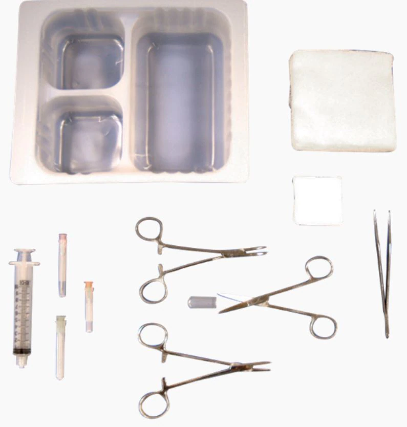 DeRoyal Laceration Tray with Small Needle