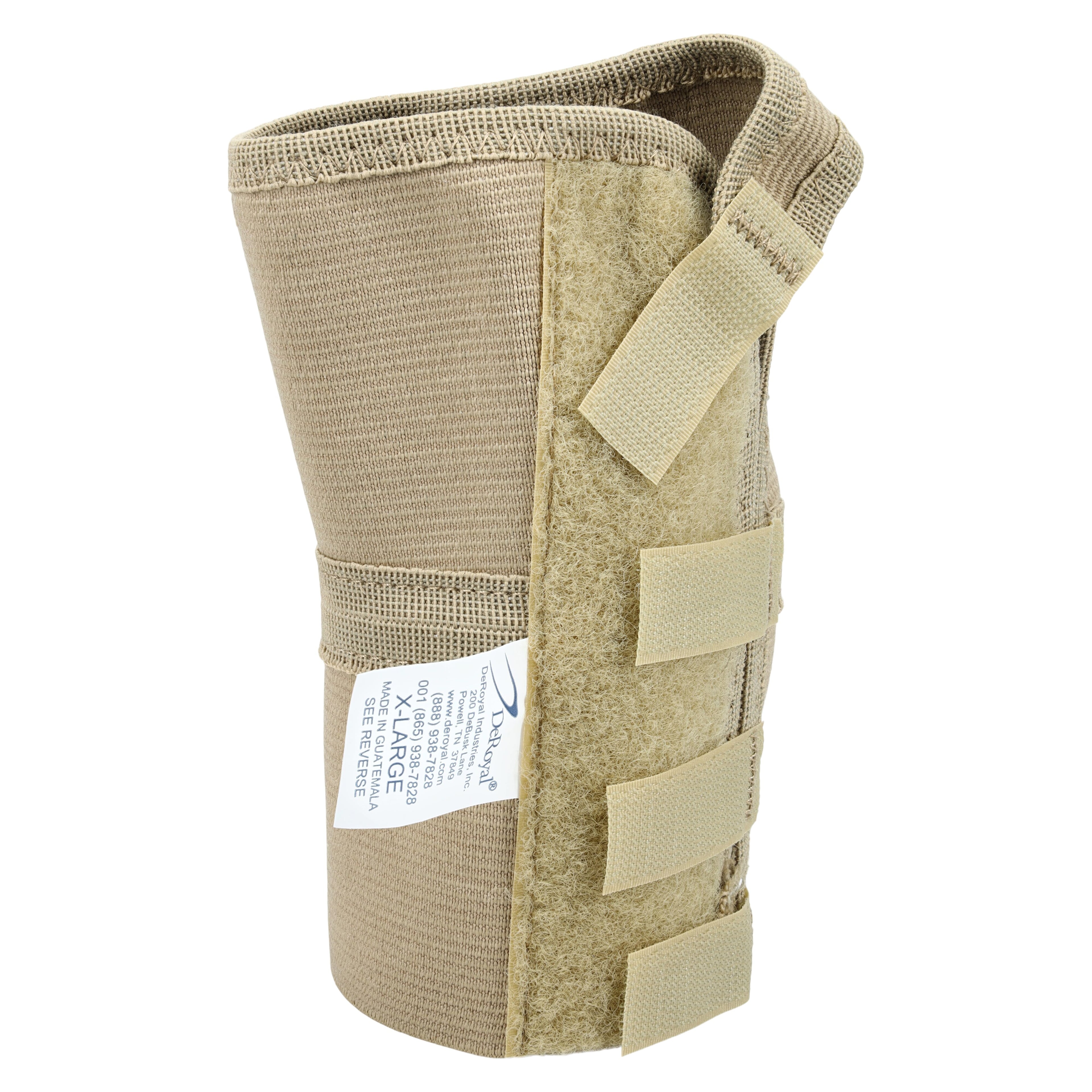 DeRoyal Wrist Splint, Cotton/Elastic, 6" Width, Size X-Large, Left