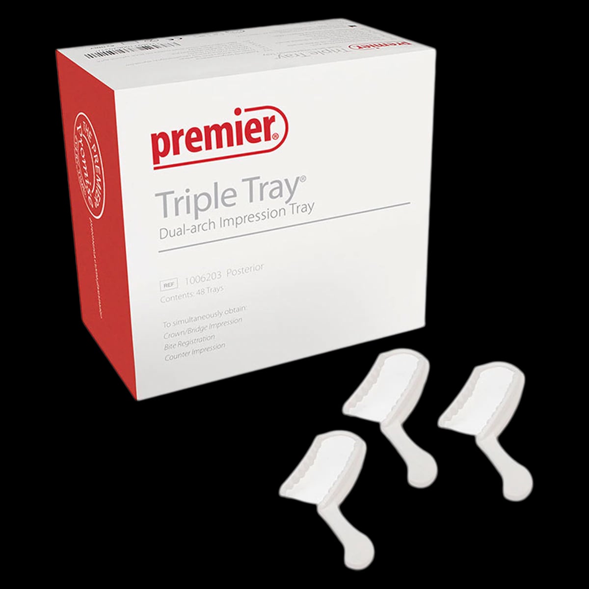 Premier Dental Triple Tray Dual-Arch Impression Trays, Anterior, 35/Box, 1006213