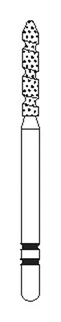 Two Striper TS2000 Diamond Bur, Bevel-End Cylinder, FG, Coarse, #2016.8, 1.4 mm Diameter, 8 mm Length, 5/Pkg, 2000168