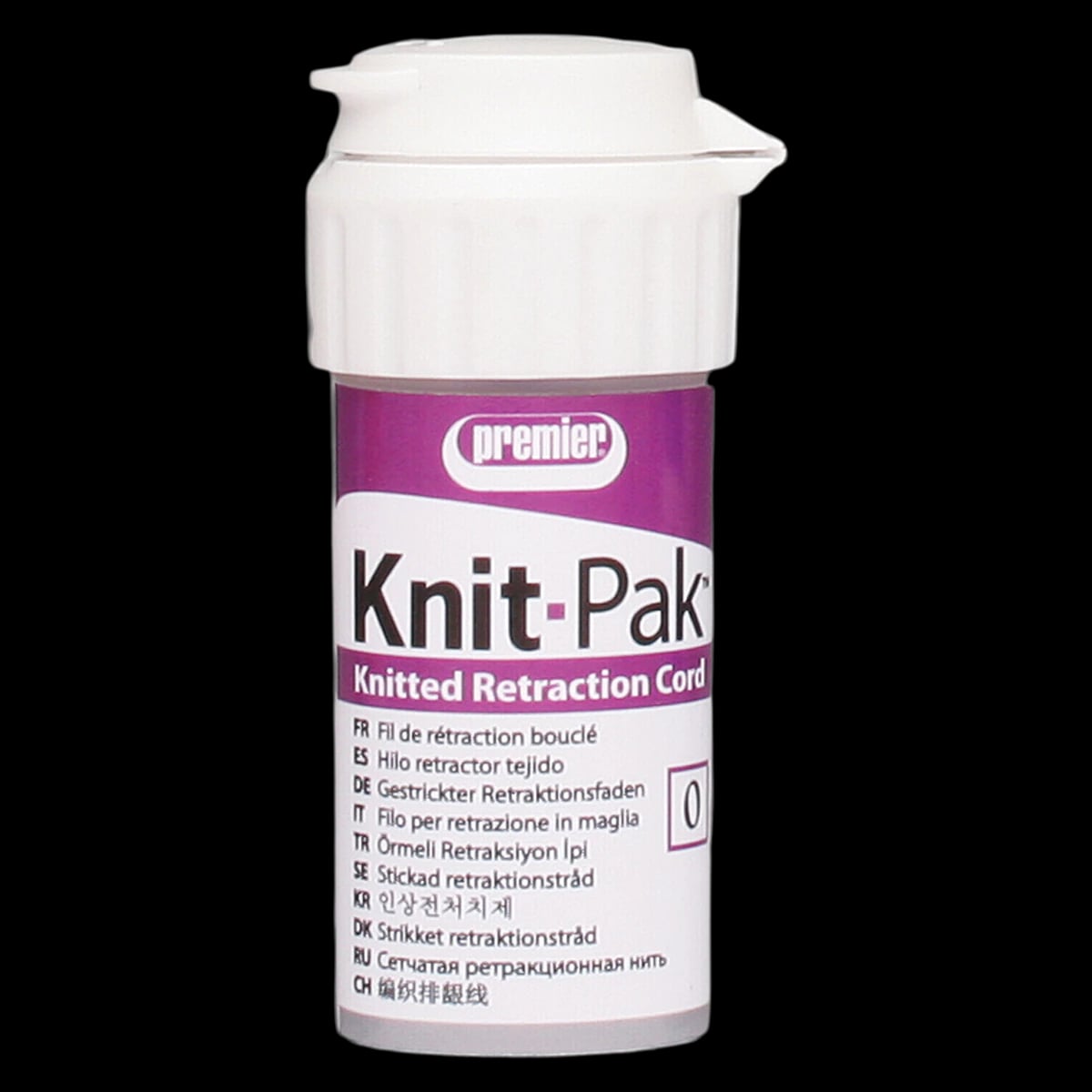 Knit-Pak Knitted Retraction Cord, Plain, Non-Impregnated, Size #0, Purple, 100", 1/Pk, 9007553