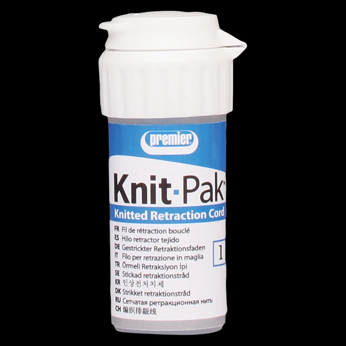 Knit-Pak Knitted Retraction Cord, Plain, Size #1, 100", Blue, 1/Pk, 9007554