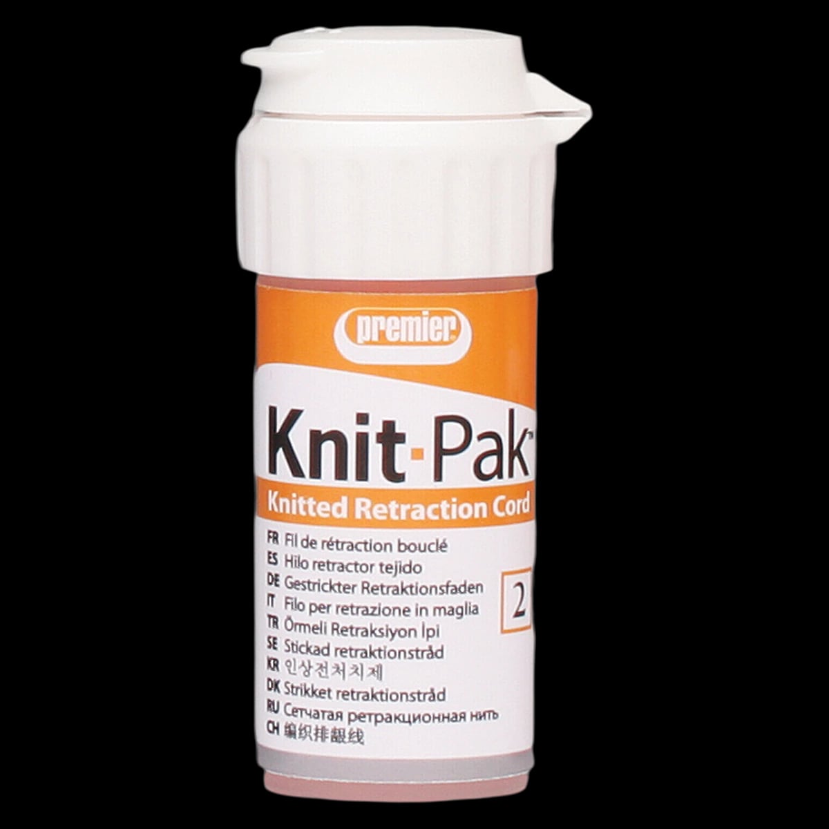 Knit-Pak Knitted Plain Gingival Retraction Cord, Non-Impregnated, Size 2, Orange, 100 in (254 cm), 9007555