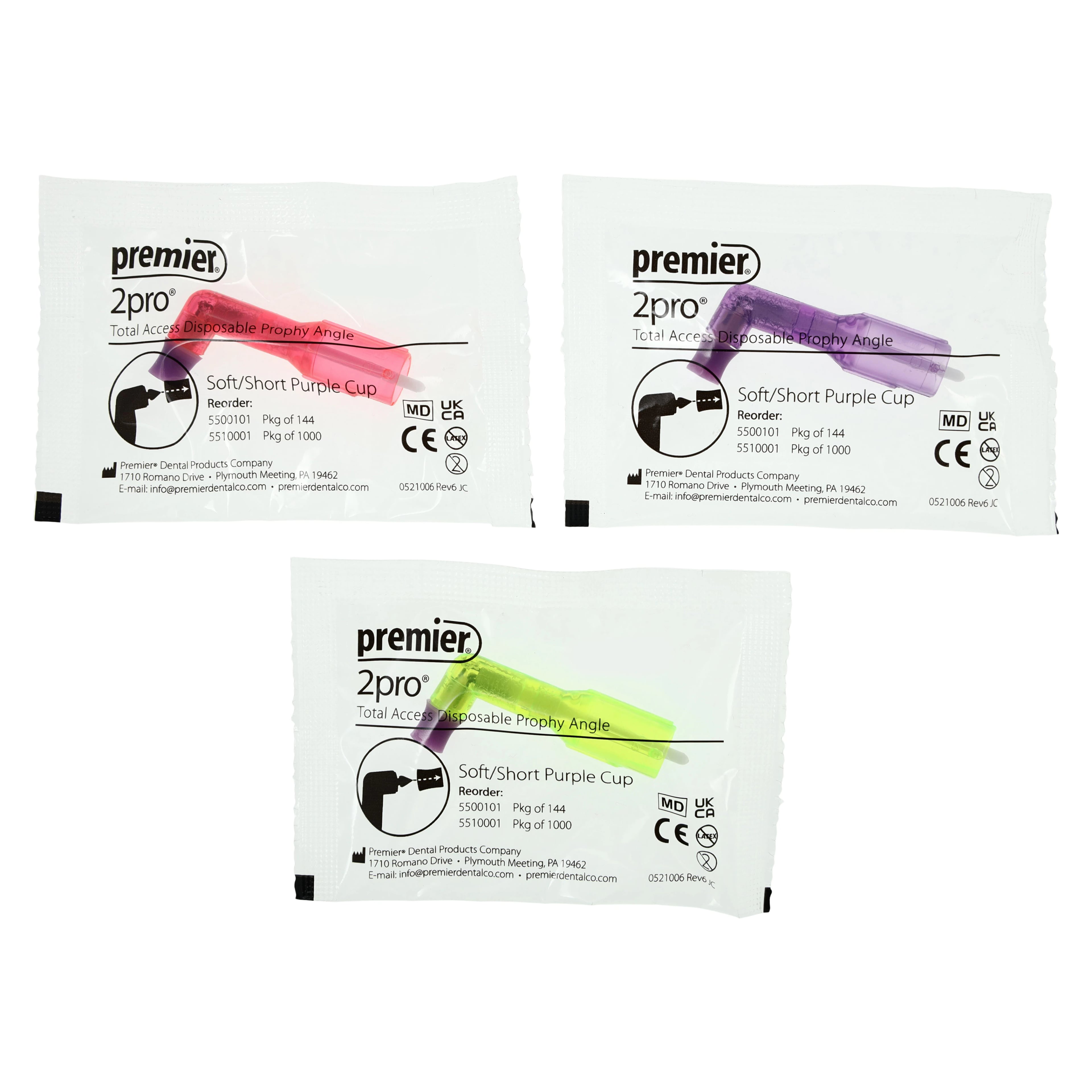 2Pro Total Access Disposable Prophy Angle, Soft/Short Cup, Purple, 1000/Pkg, 5510001