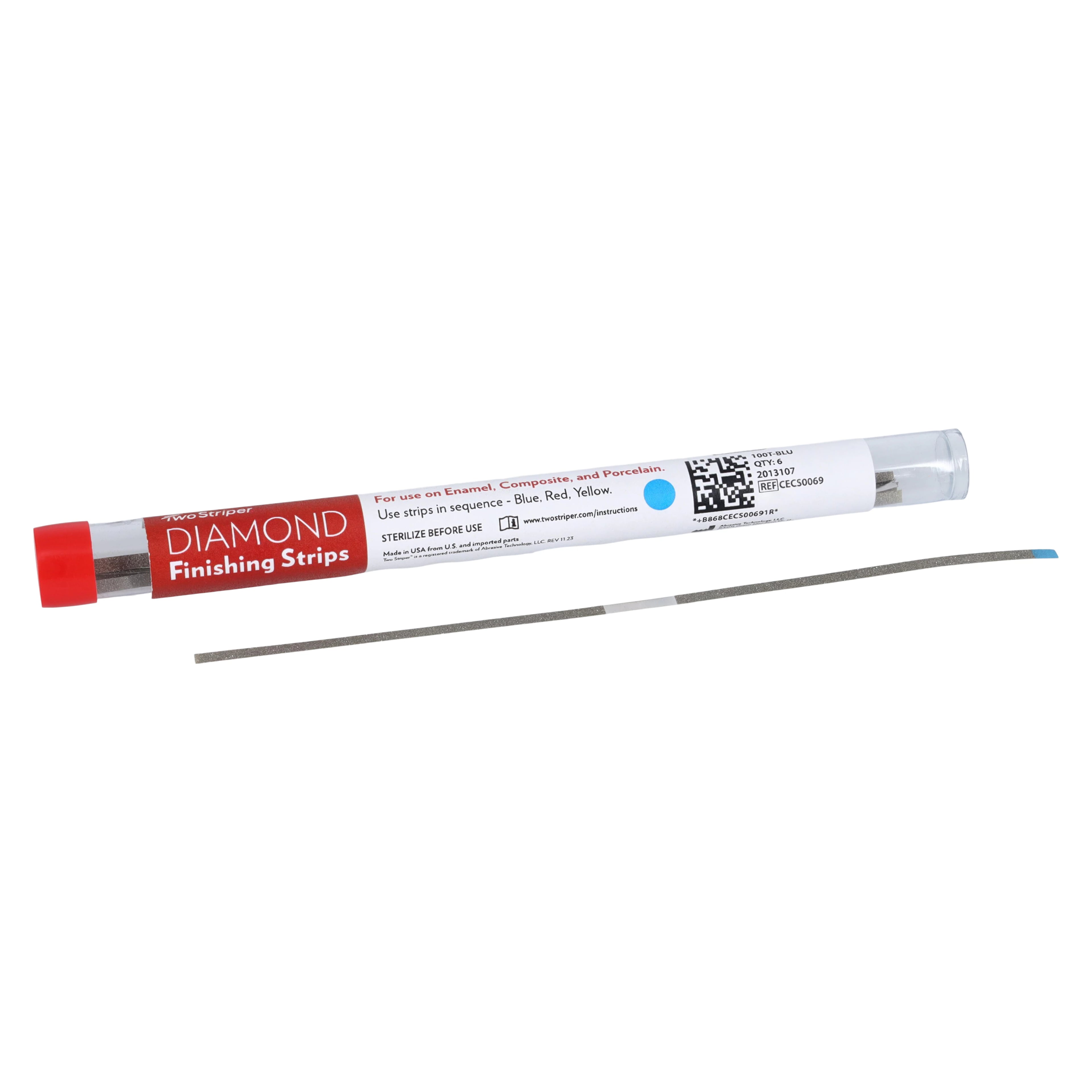 Premier Two Striper Diamond Finishing Strips, 100T, Blue (60 Micron), 2.5mm, 6/Pkg, 2013107