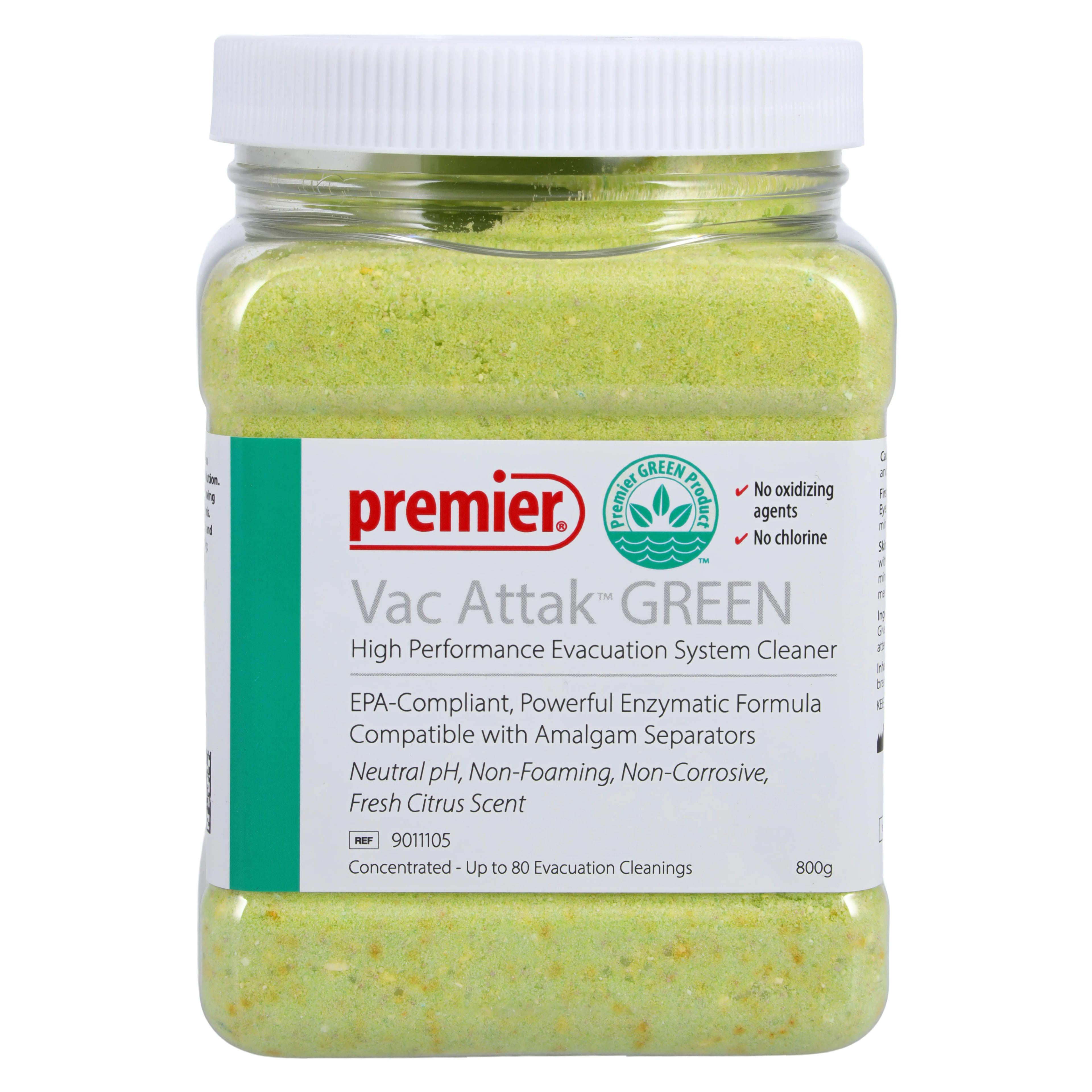 Vac Attak™ GREEN Evacuation System Cleaner, Powder, 800 g Jar, Citrus, 1/Pk, 9011105