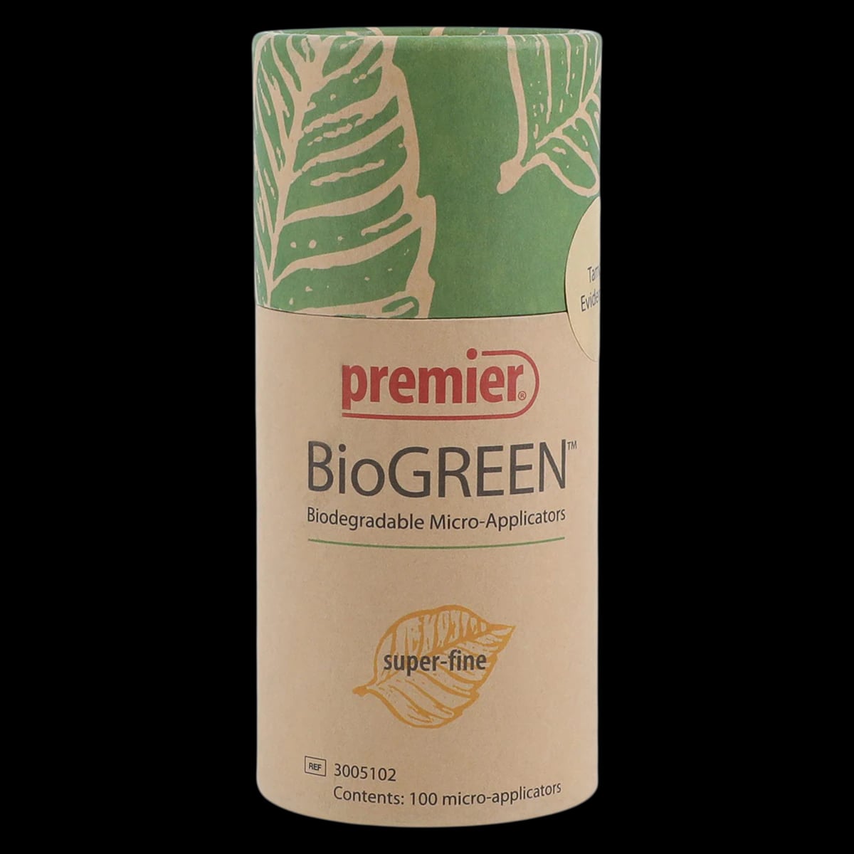 Premier BioGREEN Micro-Applicators, Super-Fine, Yellow, 100/Tube, 3005102
