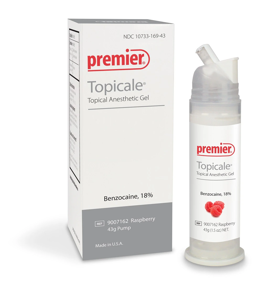 Topicale Topical Anesthetic Gel Pump, Raspberry, 18% Benzocaine, 43g, 1/Pkg, 9007142