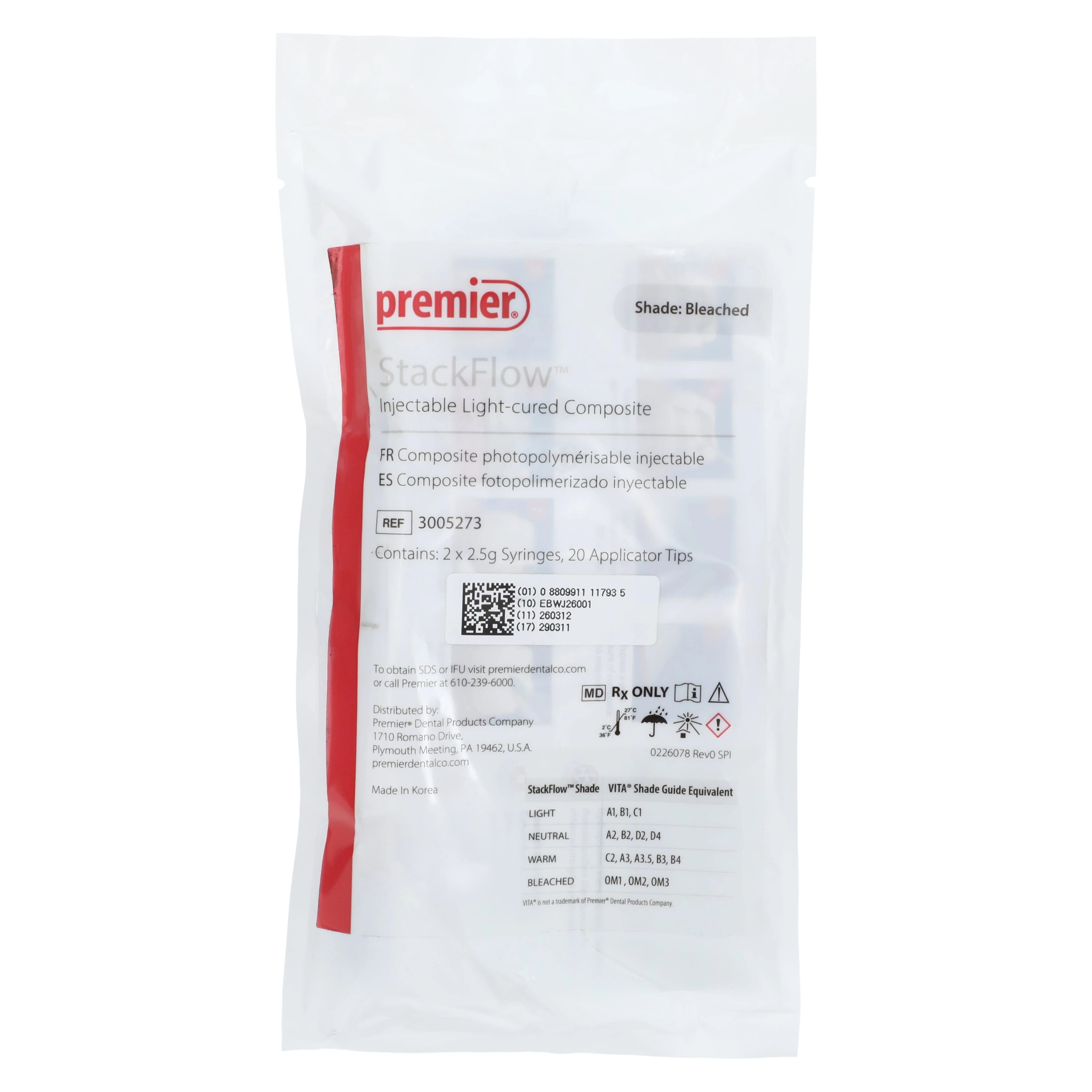 StackFlow™ Injectable Light-Cured Composite, Bleached (OM1, OM2, OM3), 2 x 2.5g Syringes + 20 Tips, 3005273