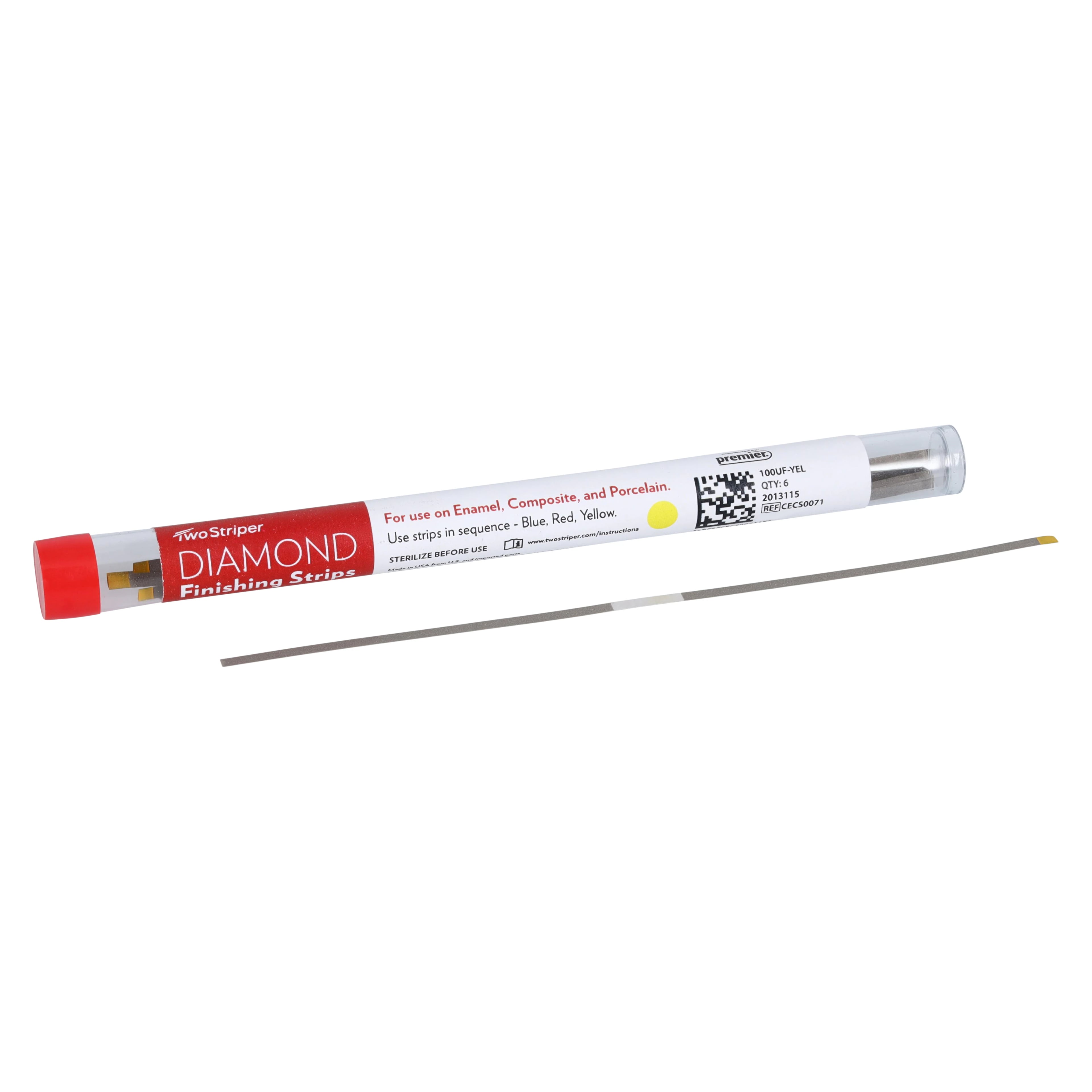 Two Striper Diamond Finishing Strips, Ultra-Finish, Yellow, 100UF (20 Micron), 2.5mm Wide, 6/Pkg, 2013115