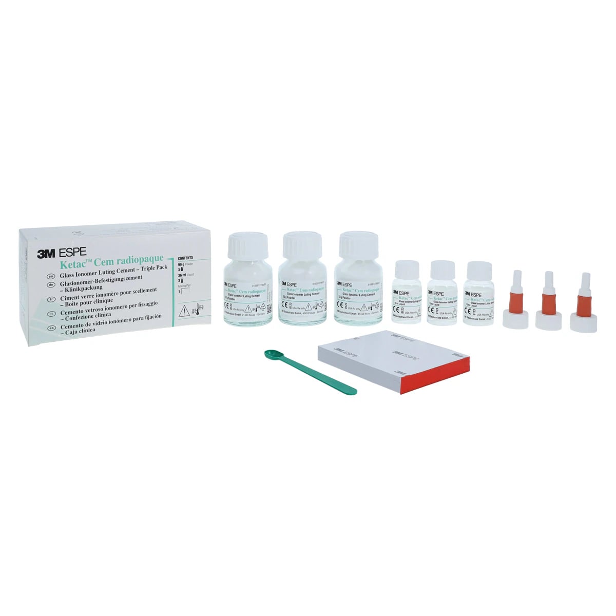 3M (Solventum) Ketac Cem Radiopaque Permanent Glass Ionomer Luting Cement Triple Pack, 3 x 33 g Powder / 3 x 12 ml Liquid, 37231