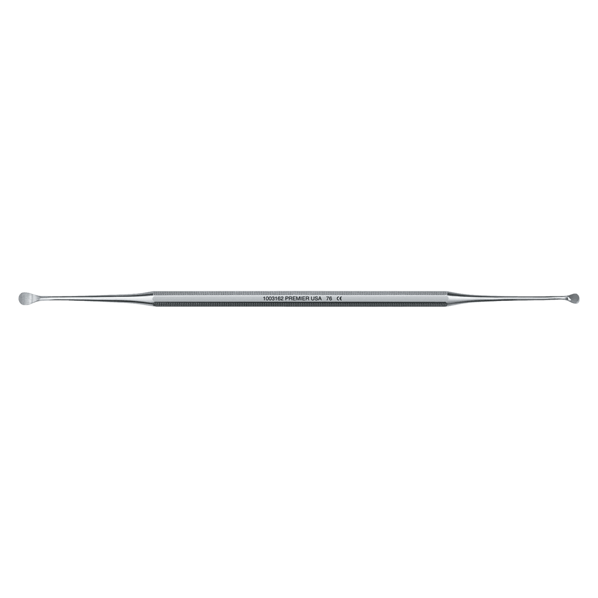 Premier Dental Products Lucas Alveolar #76 Double End Surgical Curette, Stainless Steel, Knurled Hexagonal Handle, Each