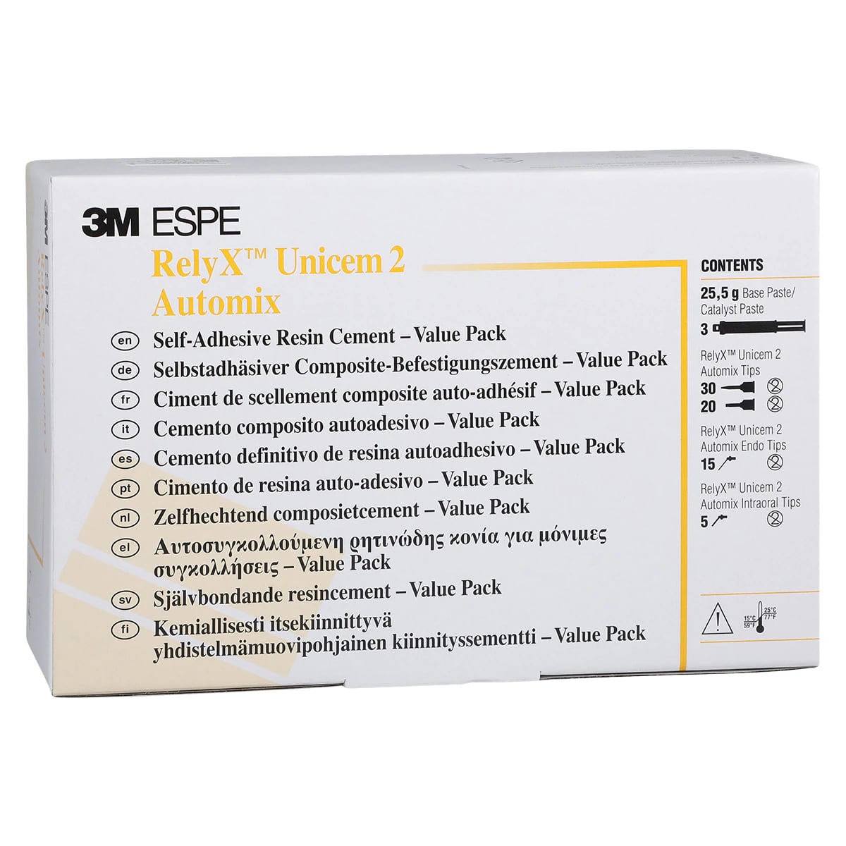 3M RelyX Unicem 2 Self-Adhesive Resin Cement, Automix Syringe Value Pack, A3 Opaque, 3 x 8.5 g Syringes, 56857