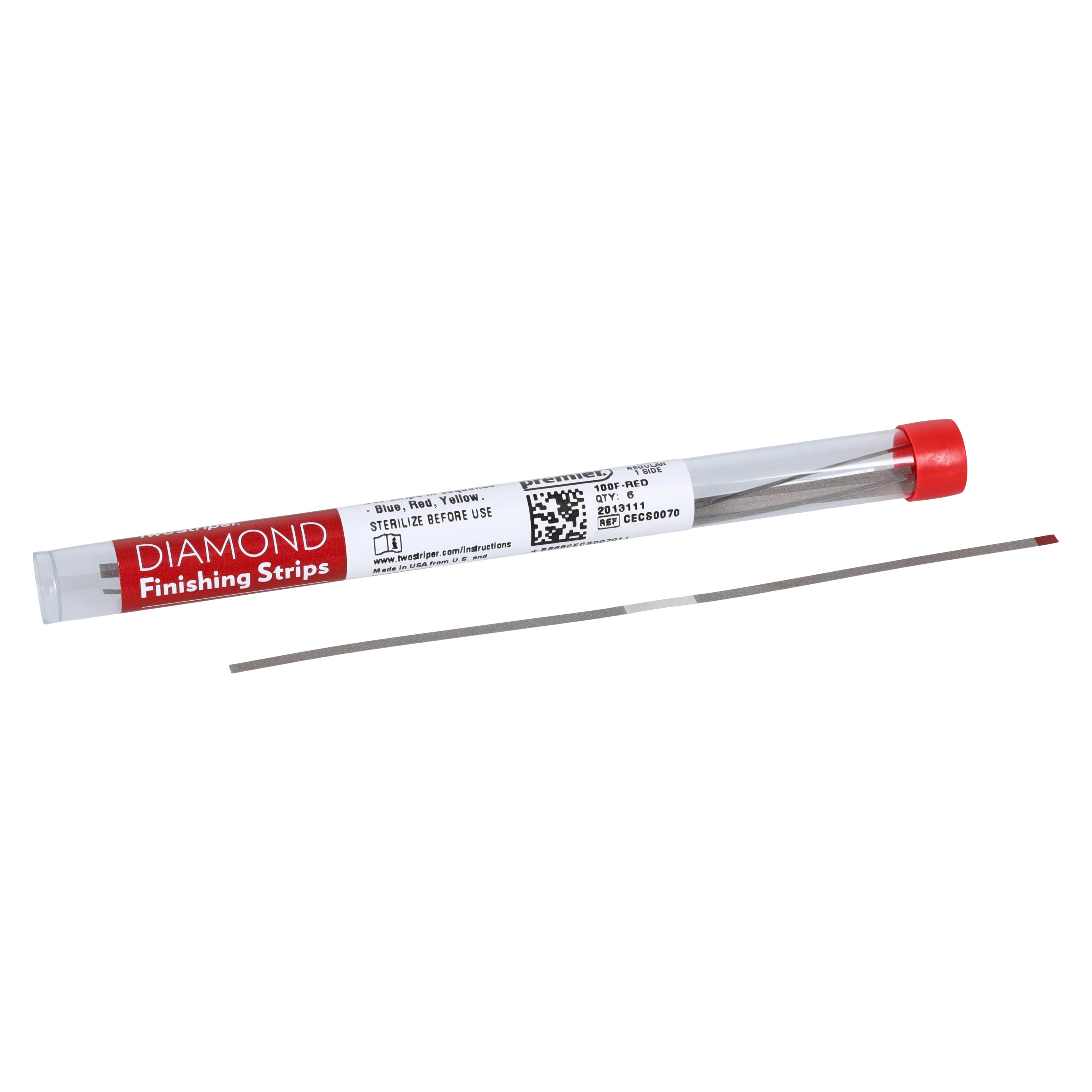 Two Striper Diamond Finishing Strip, 100F Red, Medium Grit (45 Micron), 2.5 mm Wide, 6/Pk, #2013111