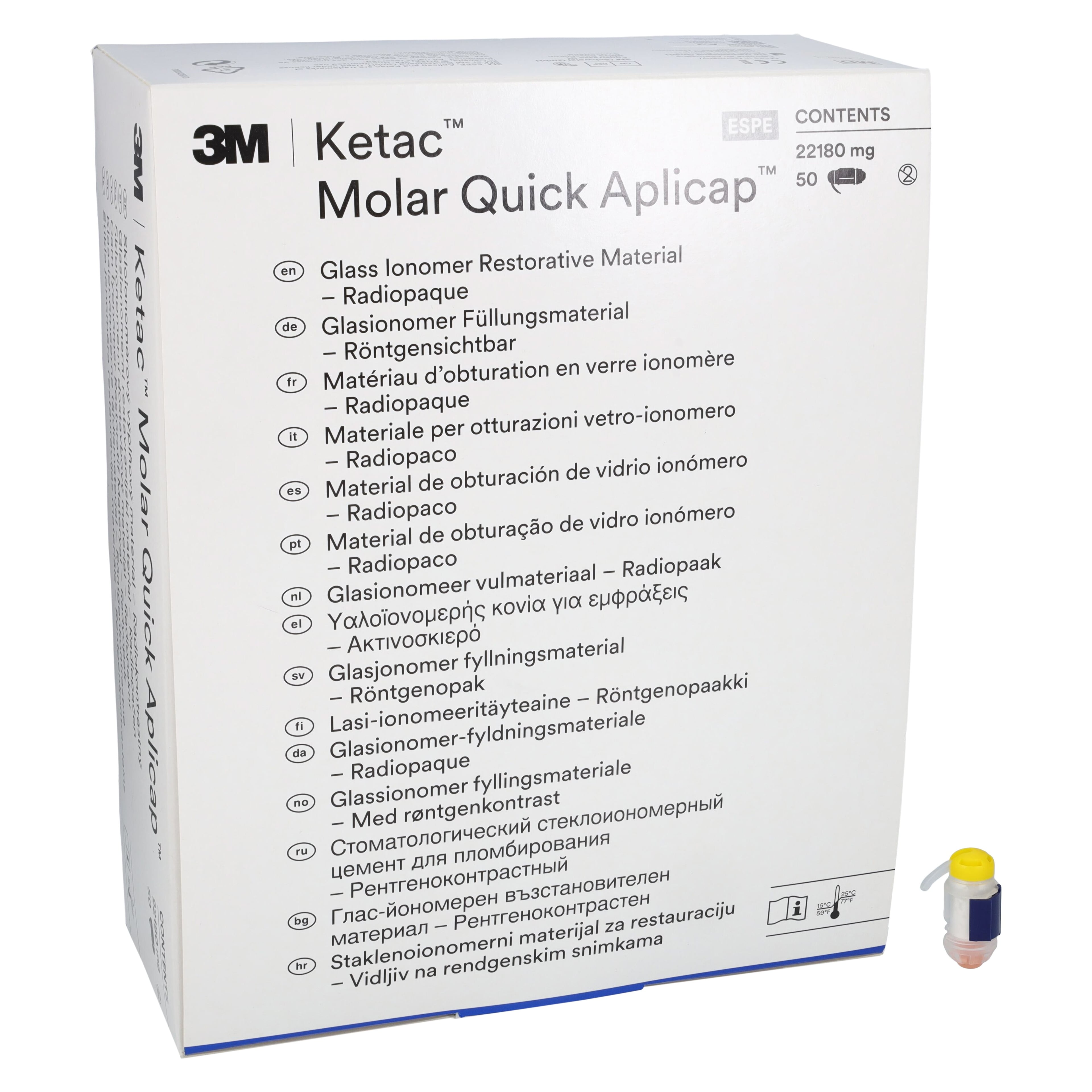 3M Ketac Molar Quick Aplicap Glass Ionomer Restorative, Shade A2, Refill, 50 Capsules, 56363