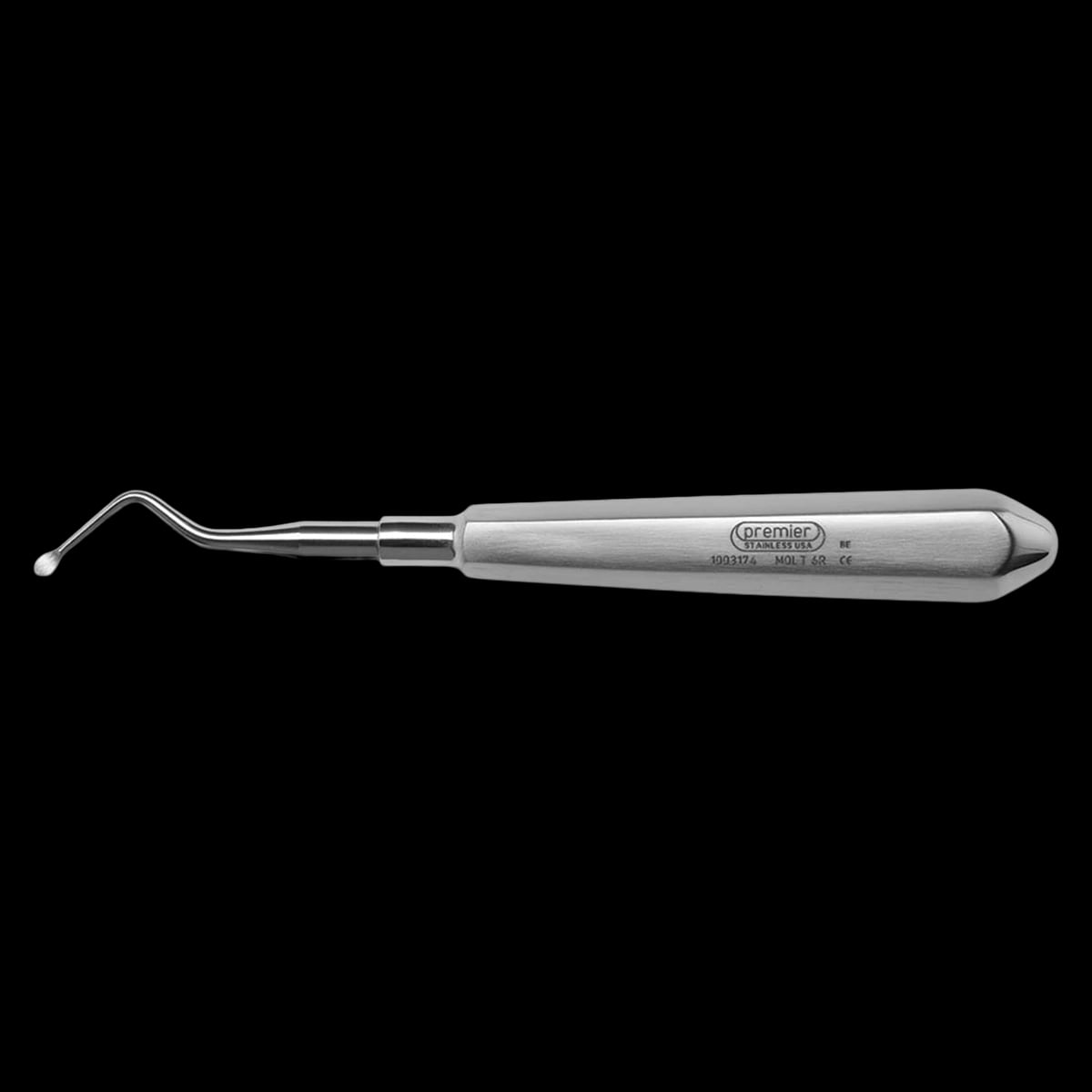 Premier Dental Products Surgical Curette #6R Molt, Single End, Hexagonal Handle