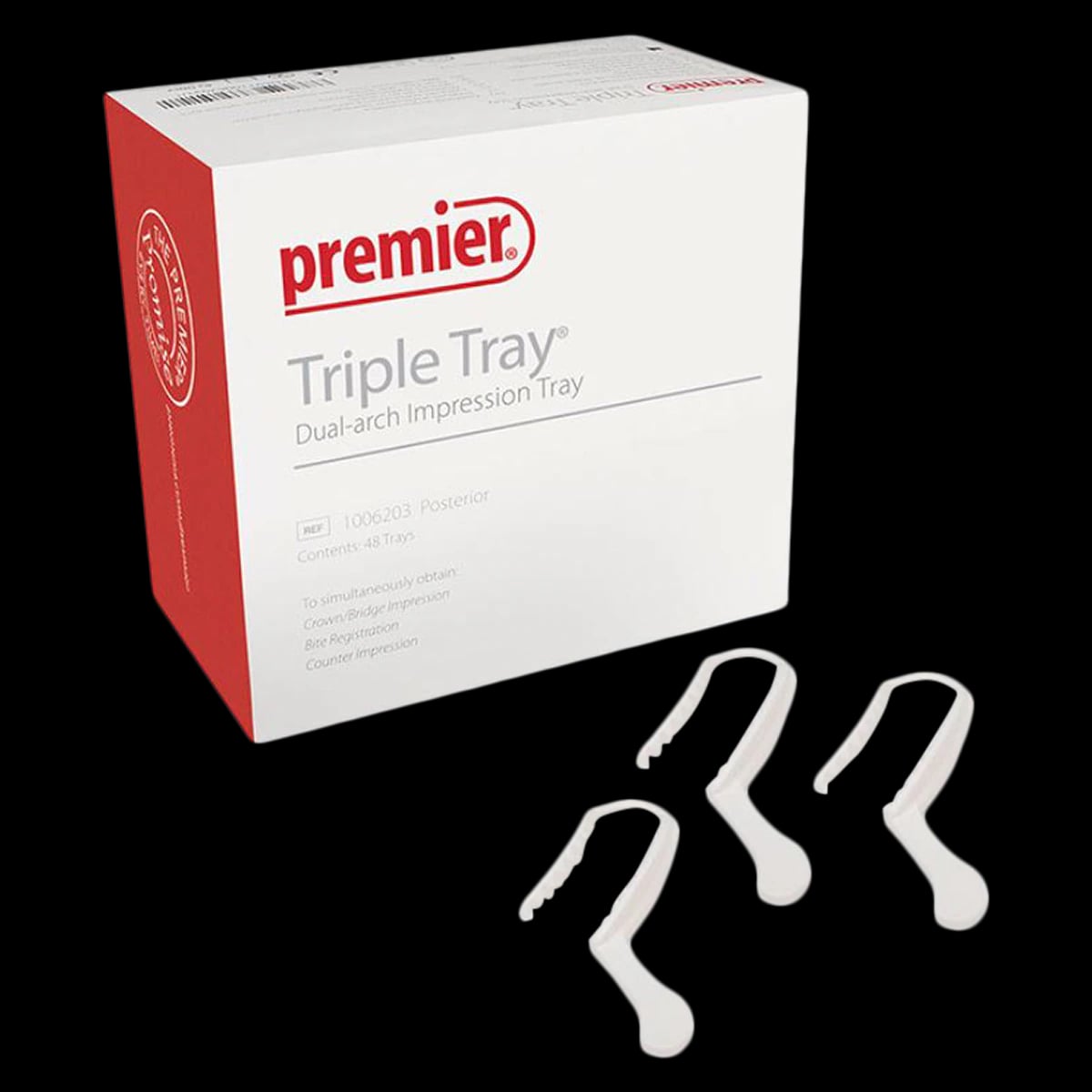 Premier Triple Tray Dual-Arch Impression Trays, Extended Quadrant, 35/Box, 1006253