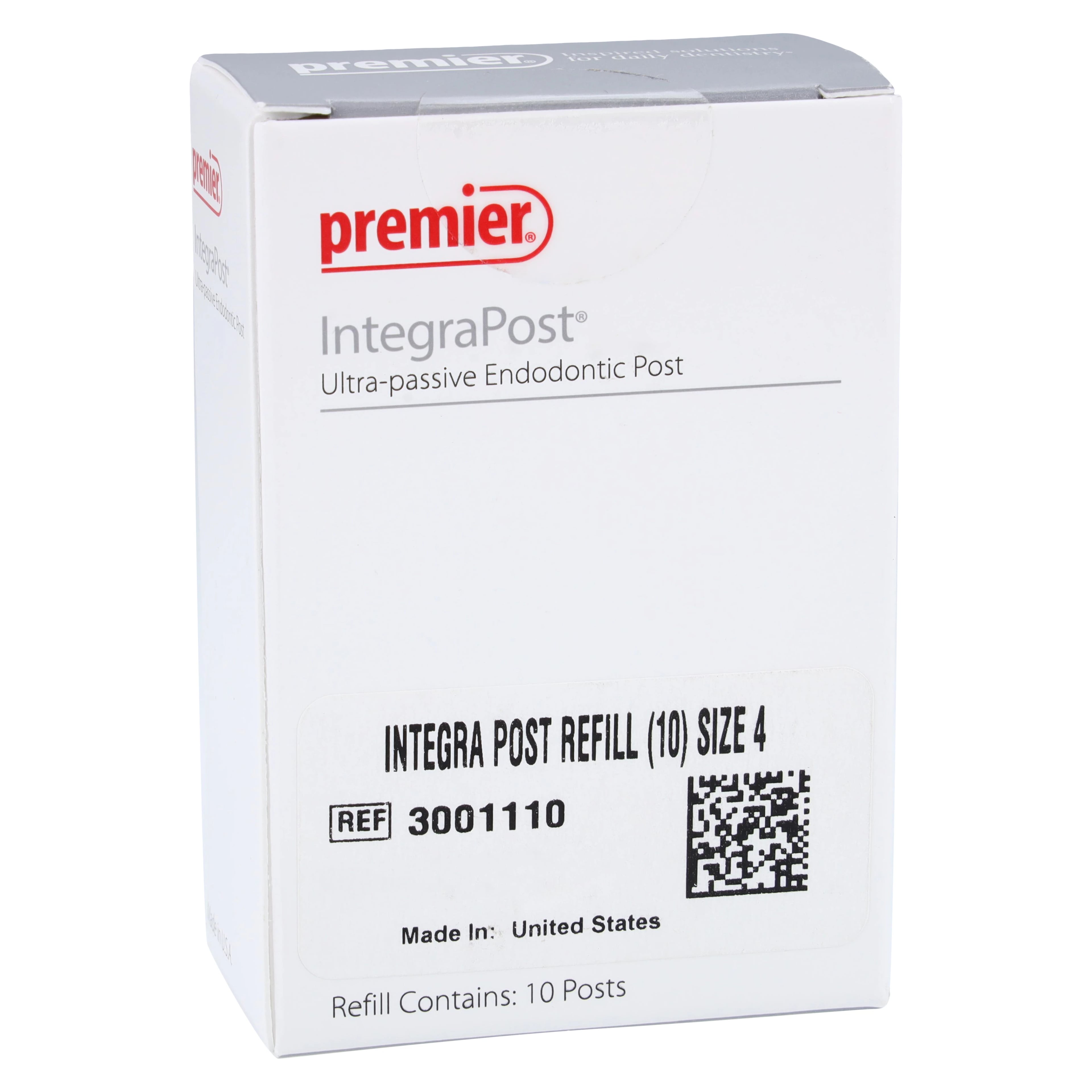 IntegraPost Titanium Alloy Post Refill, Size 4 (Red), Parallel Passive Design, 10/Pkg, 3001110