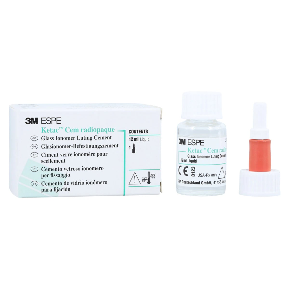 Ketac Cem Radiopaque Glass Ionomer Luting Cement, Liquid Refill, 12 ml Bottle, 1/Pk, 37221