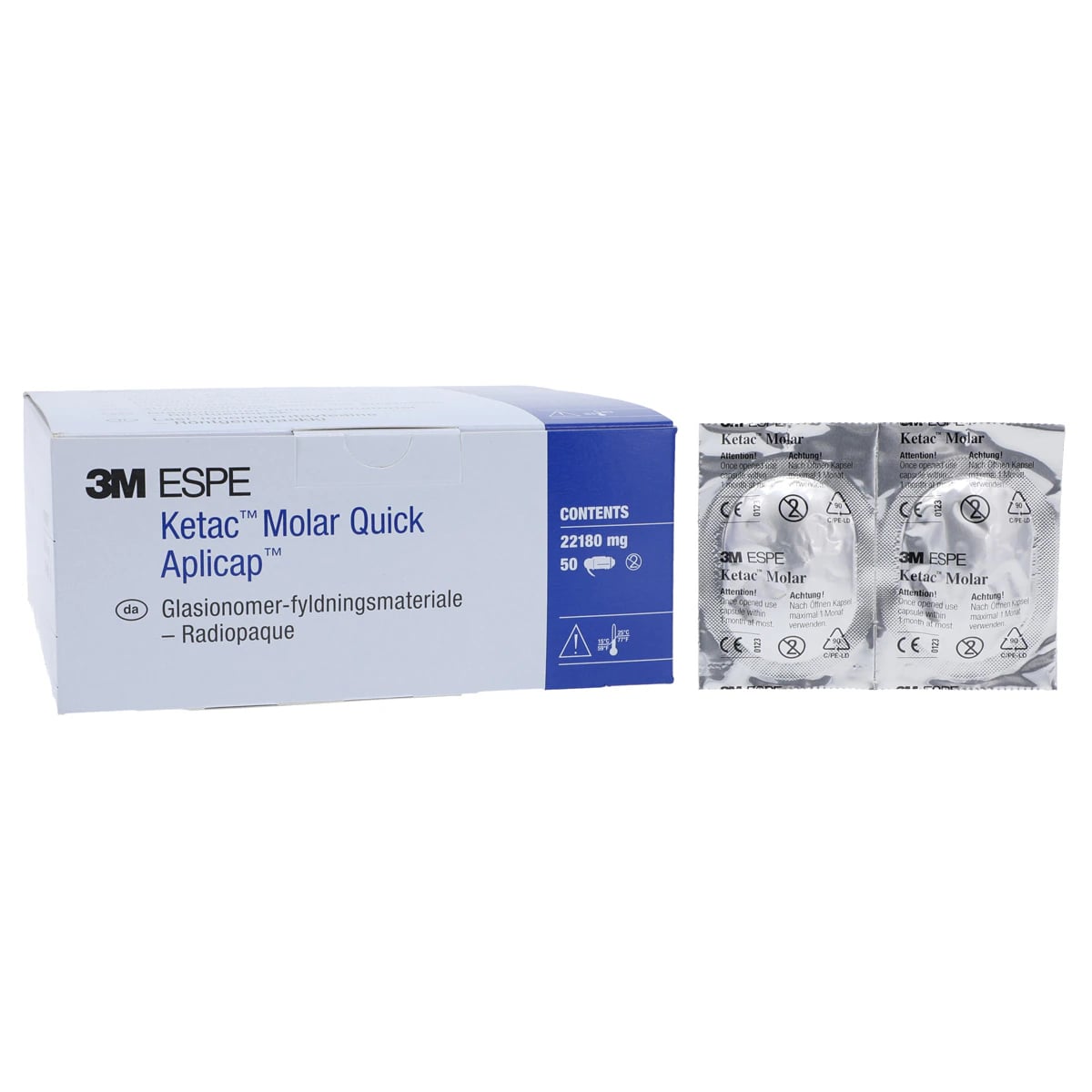 3M (Solventum) Ketac Molar Quick Aplicap Glass Ionomer Restorative, Shade A3, Refill, 50 Capsules, 56364