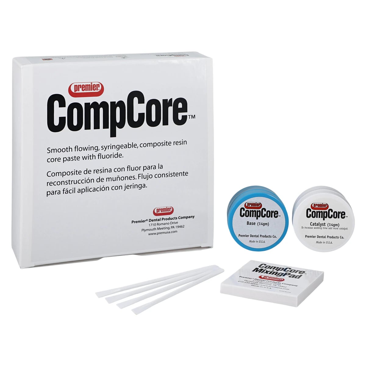 Premier CompCore Composite Core Build-Up Material, Natural Shade, Hand Mix Kit, 28 g (14 g Base + 14 g Catalyst), #3001405