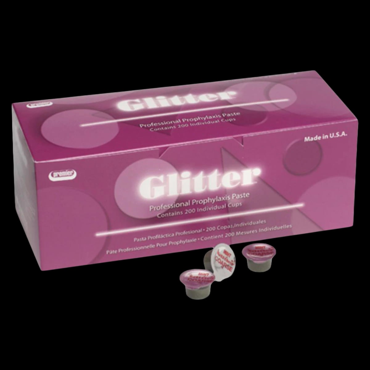 Glitter Prophy Paste, Medium Grit, Mint, with Fluoride, Unit Dose Cups, 200/Box, 9007402