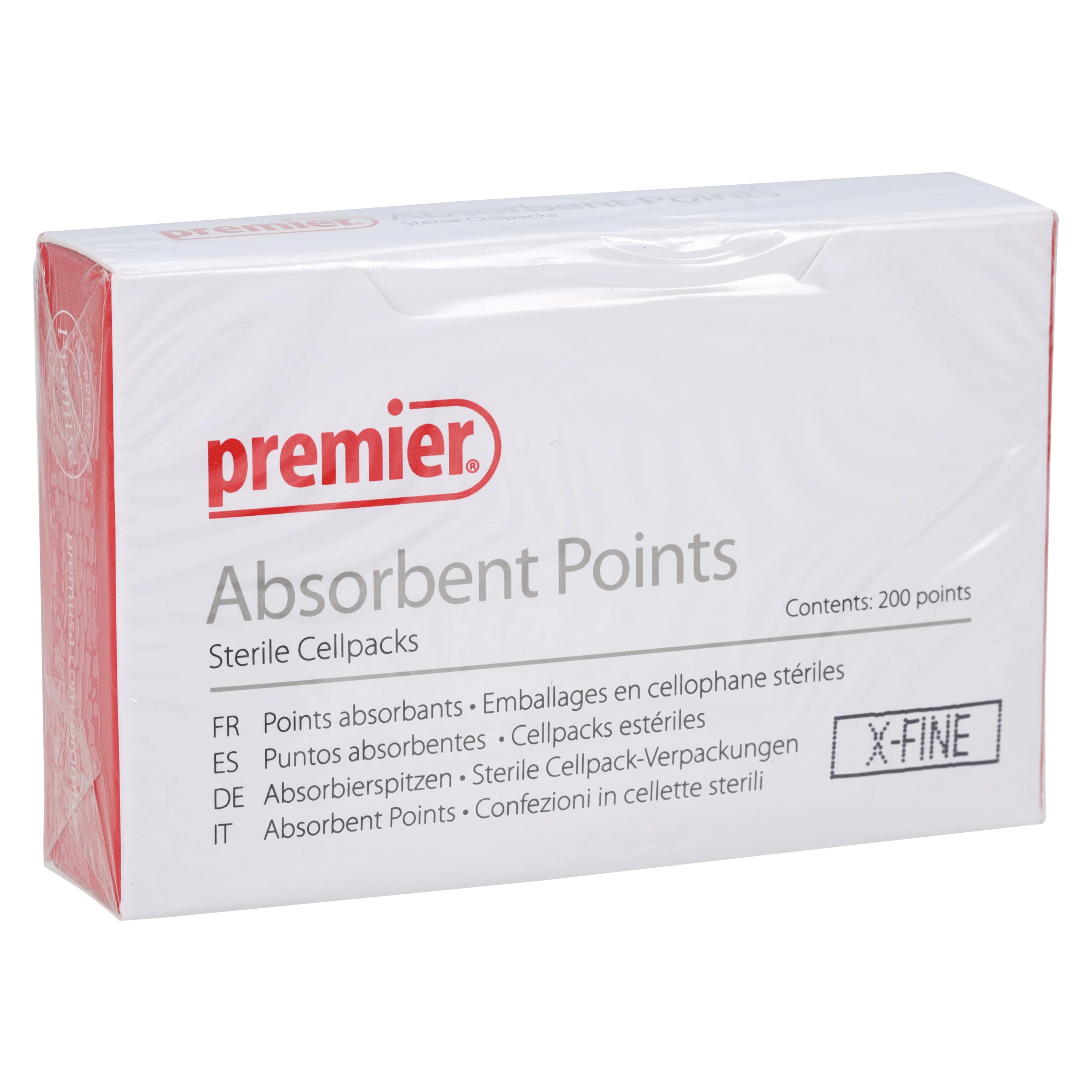 Premier Absorbent Paper Points, X-Fine, Sterile, White, 200/Box, 9055102