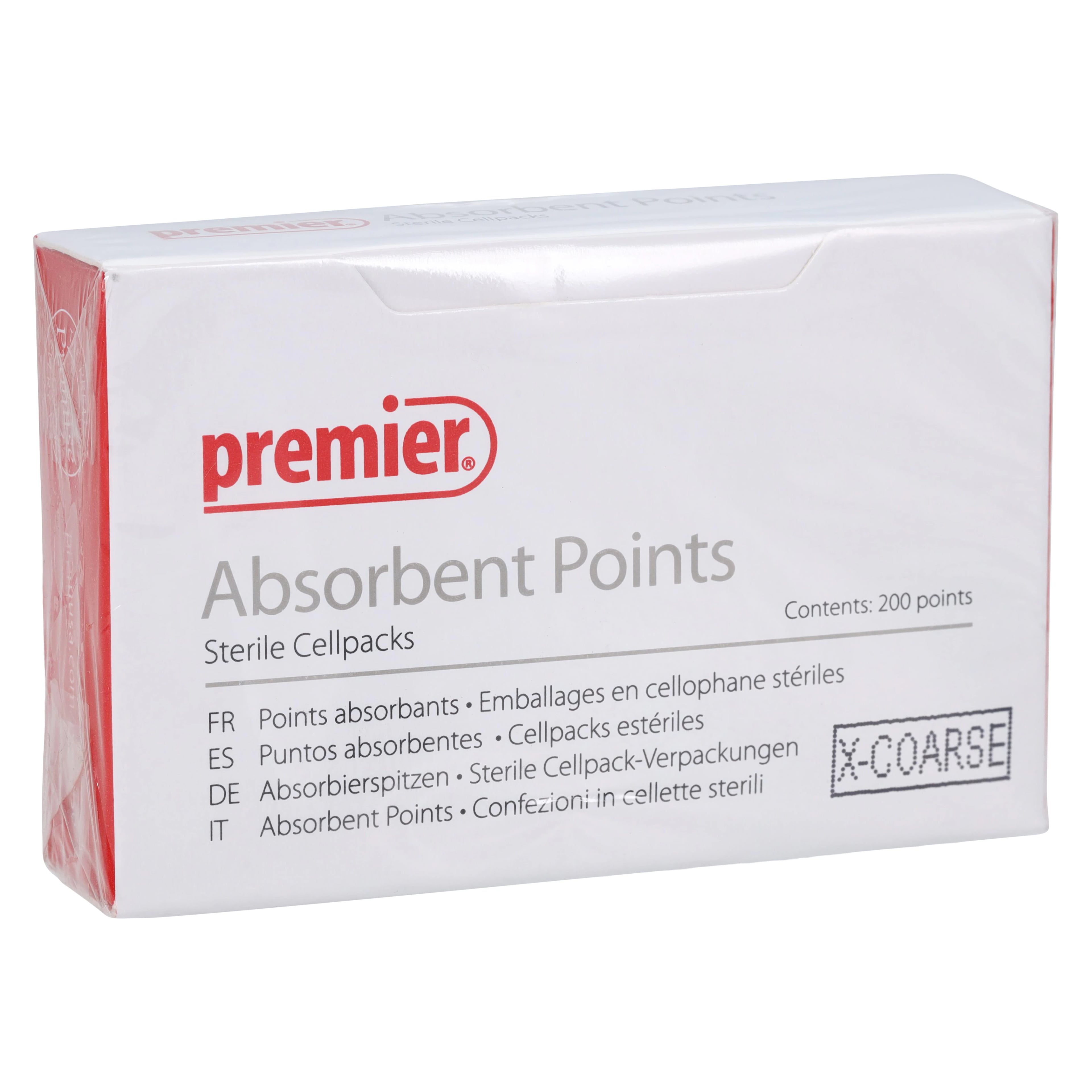 Premier Dental Absorbent Paper Points, Sterile, X-Coarse, White, 200/Box, 9055106