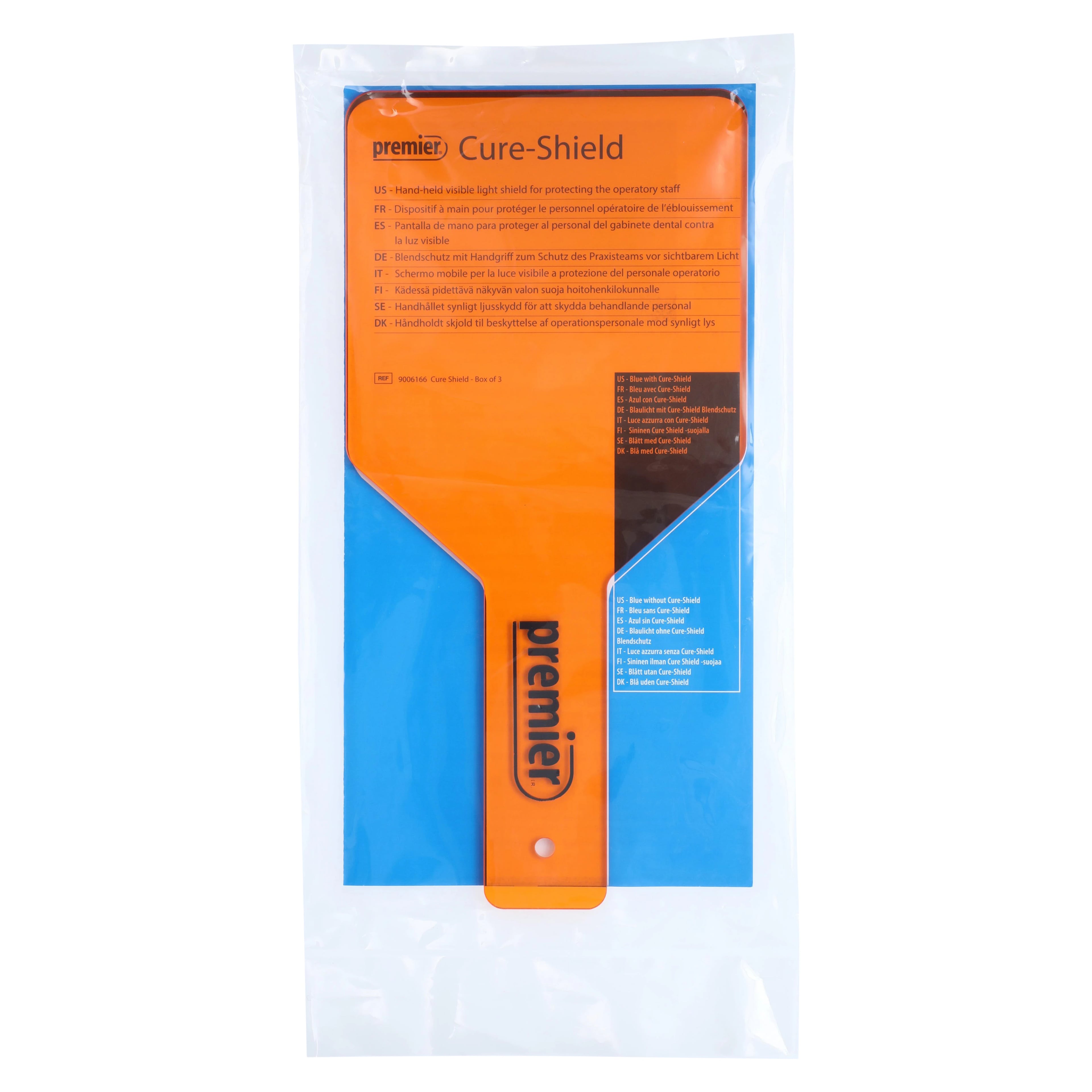 Premier Cure-Shield Hand-Held Light Shield, 5" Square with Handle, 9006166