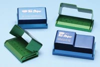 Premier Two Striper Anodized Aluminum Bur Block, 18-Hole, Friction Grip, Green, with Swivel Lid, 1/Pk, 9051021
