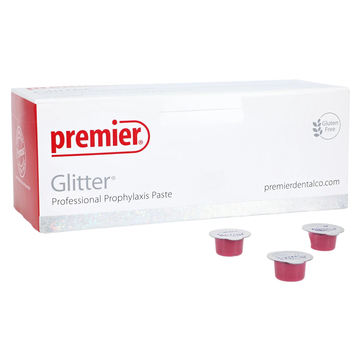 Glitter Prophy Paste, Medium Grit, Cherry, with Fluoride, Unit Dose Cups, 200/Box, 9007412