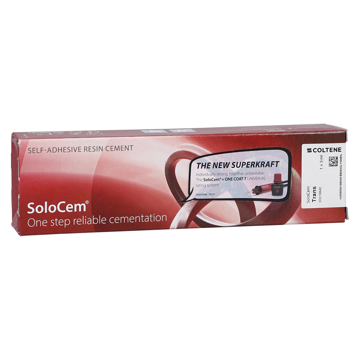 SoloCem Self-Adhesive Resin Cement Refill, Translucent, Dual-Cure, 5 mL Syringe with 10 Mixing Tips, 60019840