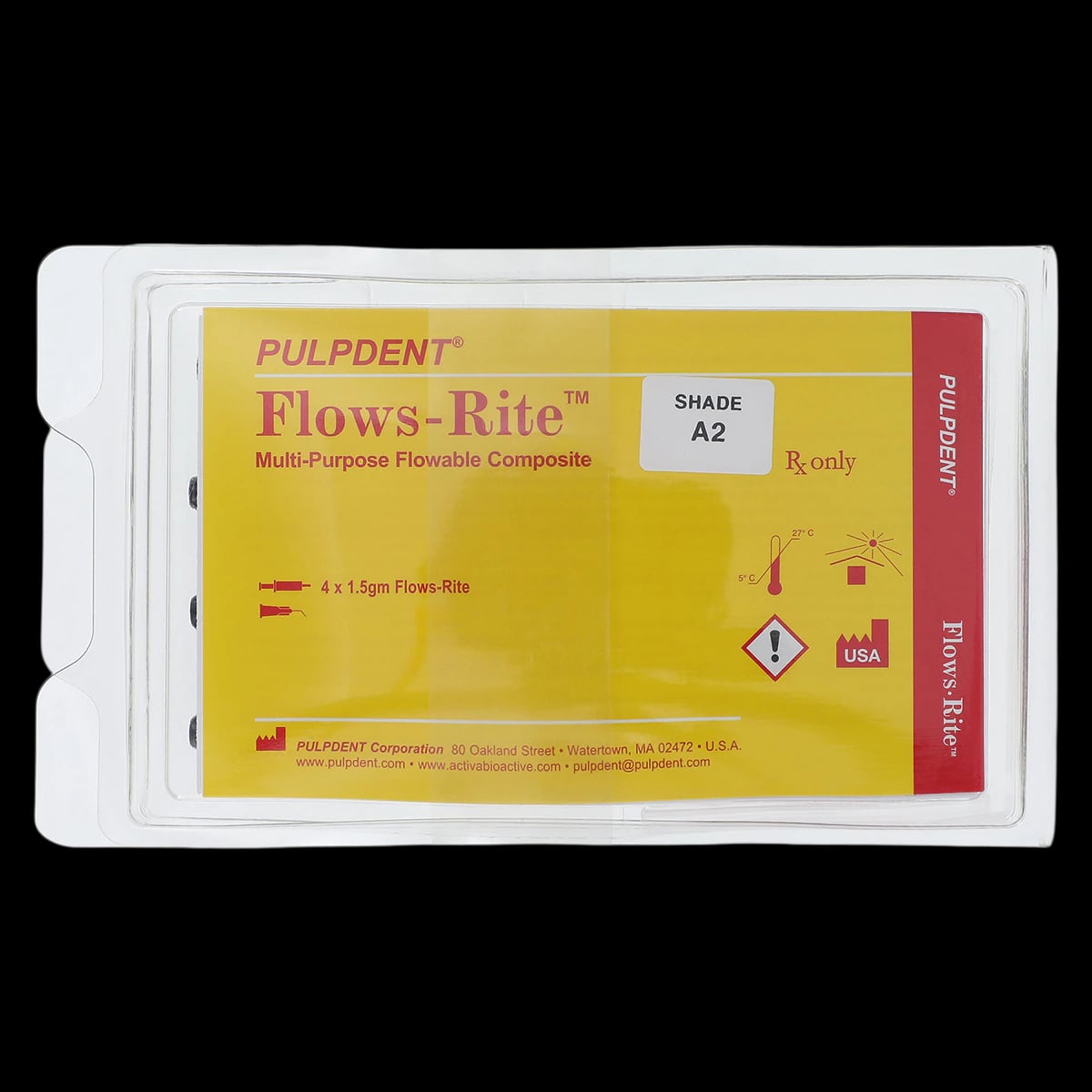 Pulpdent Flows-Rite A2 Flowable Composite, 1.5g Syringe Refill, Pack of 4, FKA2
