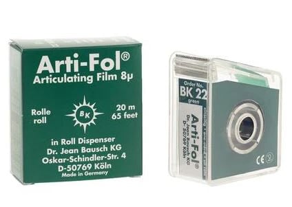 Bausch Arti-Fol Articulating Film, One-Sided, Green, 8 Micron Ultra Thin, 22mm x 20m, BK-22