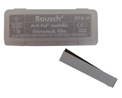 Arti-Fol Metallic Articulating Film Shimstock Strips, 12 Microns, Uncoated, Single-Sided, 8 mm x 50 mm, Refill Sheets