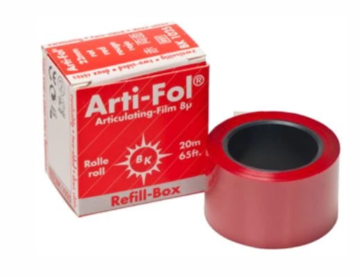 Bausch Arti-Fol II Articulating Film, Ultra-Thin 8 Micron, Two-Sided, Red, 22mm x 20m Refill Roll, BK-1025