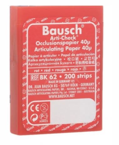 Arti-Check Articulating Paper Strips, Pre-Cut, 40 Microns, Red, 200/Pk, BK62